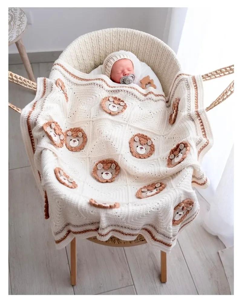 بطانية بيبي كروشيه شكل الأسد 🦁🔥