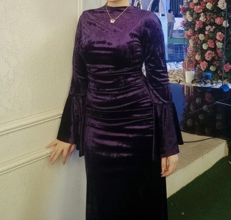 فستان قطيفه موف