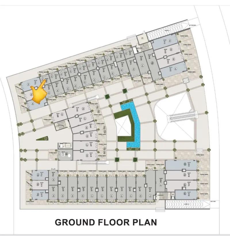 اخر محل دور ارضي بمساحه out door فوق مساحه المحل