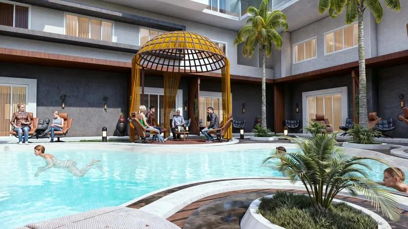 🏡 شقة 56م أوضة نوم بإطلالة حمام سباحة في الغردقة 🌊